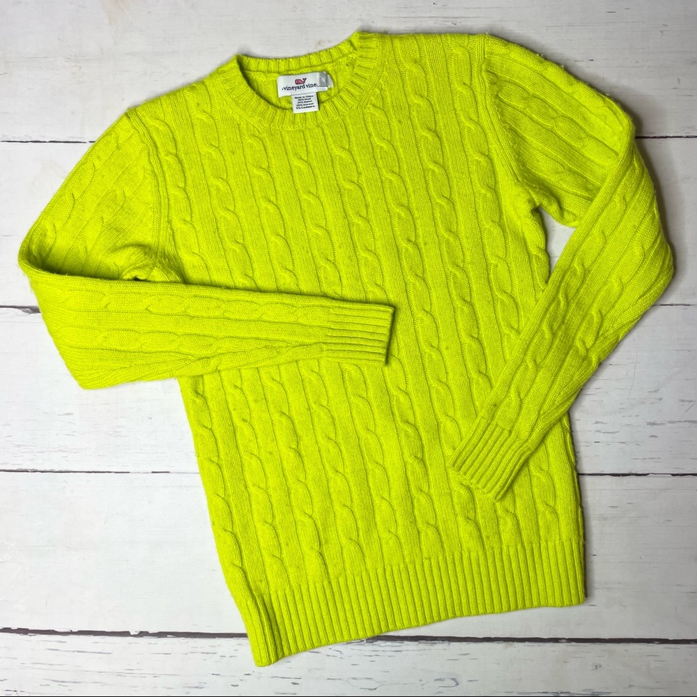 Vineyard Vines Lime Green Cable Knit Sweater XS